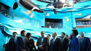 Владимир Путин посетил Приморский океанариум Дальневосточного отделения Российской академии наук, открытый на острове Русский